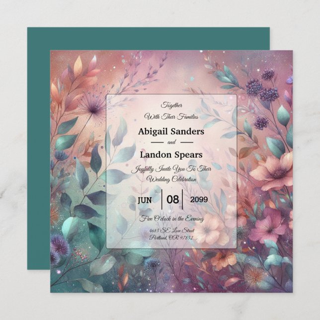 Secret Garden in Evening Glow Wedding Invitation (Front/Back)