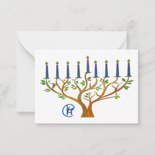 Secret Garden Menorah Hanukkah Note Card