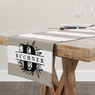 Secret Garden Monogram Stripe Short Table Runner