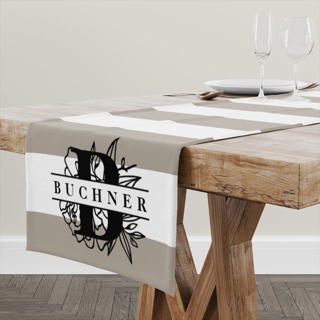 Secret Garden Monogram Stripe Short Table Runner (Creator Uploaded)