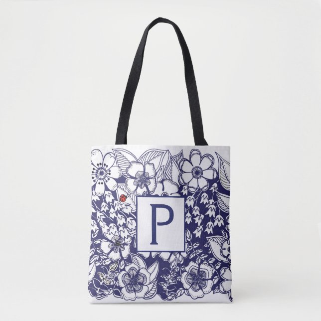 Secret Garden Monogramed All-Over Print Tote Bag (Front)
