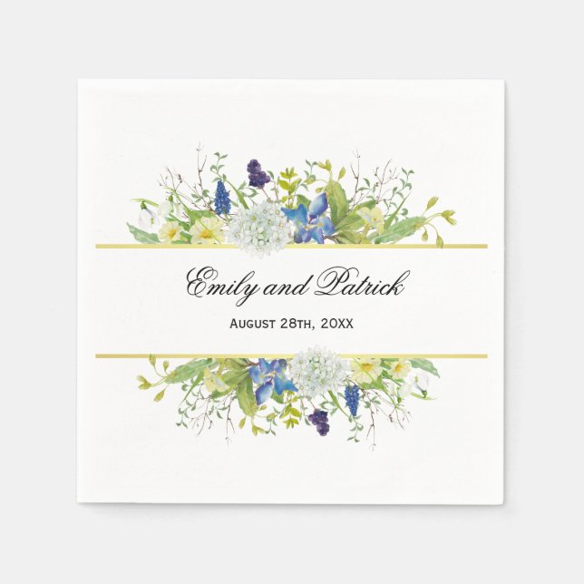 Secret Garden Rustic Wildflowers Wedding Napkin (Front)