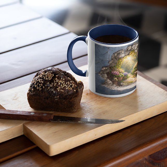 Secret Garden Stone Fairy Custom Photo Collage Coffee Mug (Secret Garden Stone Fairy Custom Photo Collage Coffee Mug)