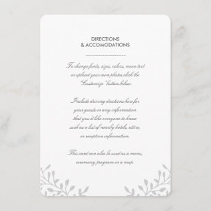 Secret Garden Wedding Insert Card