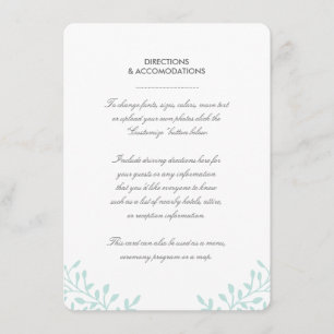 Secret Garden Wedding Insert Card - Mint