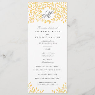 Secret Garden Wedding Programs - Mustard Yellow