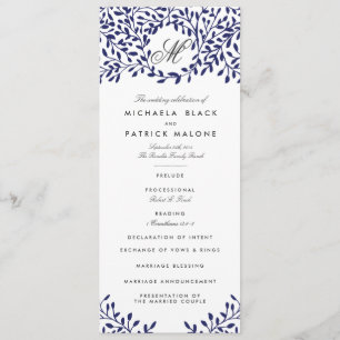 Secret Garden Wedding Programs - Navy