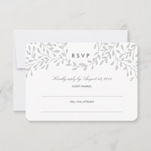 Secret Garden Wedding RSVP - Grey Card (Front)