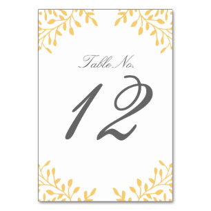 Secret Garden Wedding Table Number - Mustard Yello