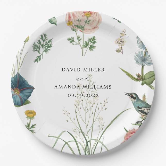 Secret Garden Wildflowers Frame Paper Plate (Front)