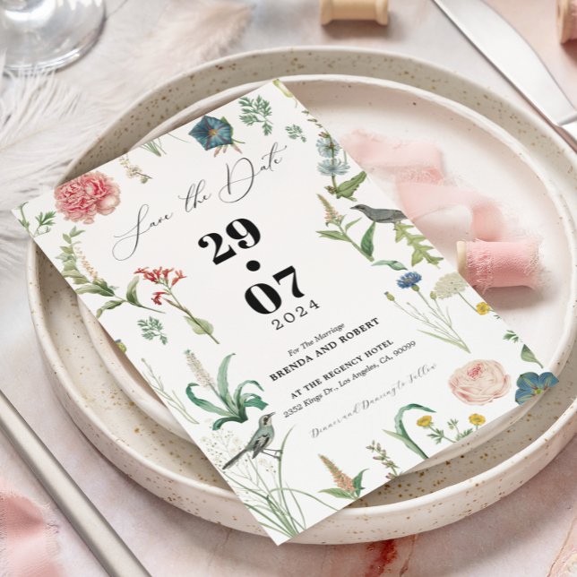 Secret Garden WildFlowers Frame Save The Date Invitation (Creator Uploaded)