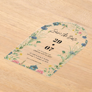 Secret Garden Wildflowers Wedding Save The Date Acrylic Invitations