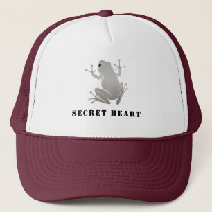 Secret Heart Silver Frog Custom Text Trucker Hat