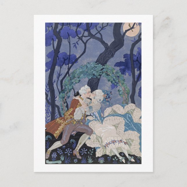 Secret Kiss, illustration for 'Fetes Galantes' by Postcard (Front)