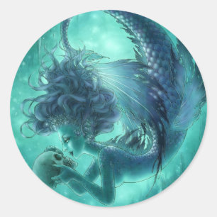 Secret Kisses Dark Mermaid Round Sticker