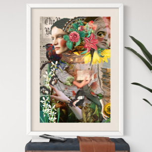 Secret Letter Vintage Digital Collage Poster