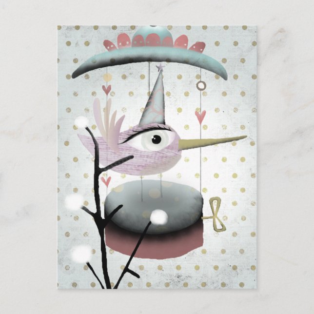 Secret musical carrousel bird postcard (Front)
