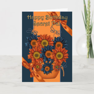 Secret Pal Birthday Card - Sunflower And Dragonfly