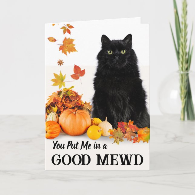 Secret Pal Good Mewd Halloween Black Cat Card (Front)