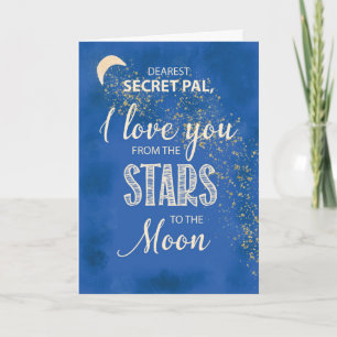 Secret Pal, Love From Stars to Moon Night Sky Card