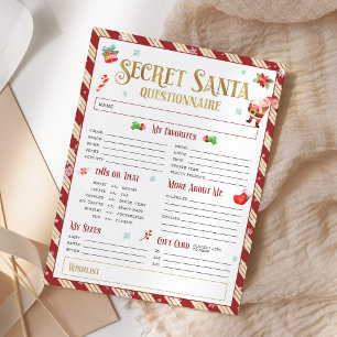 Secret Santa Christmas Gift Exchange Questionnaire