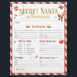 Secret Santa Christmas Gift Exchange Questionnaire Flyer<br><div class="desc">Make gift-giving easy with this Secret Santa Questionnaire! Discover perfect gift ideas and add fun to your holiday exchange.</div>