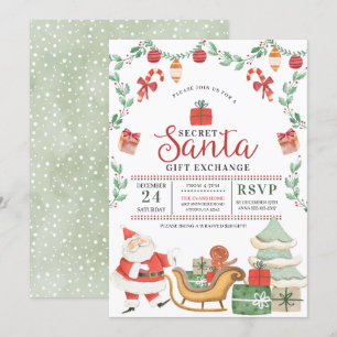 Secret Santa Christmas Holiday Gift Exchange Invitation