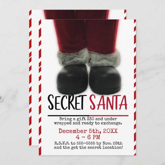 Secret Santa Christmas Holiday Party Invitation (Front/Back)