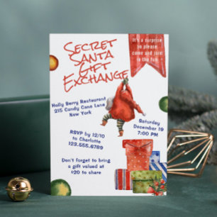 Secret Santa Christmas Party Modern Watercolor Invitation