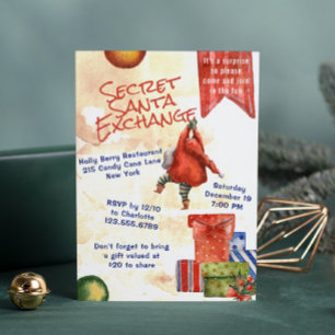 Secret Santa Christmas Party Modern Watercolor Invitation