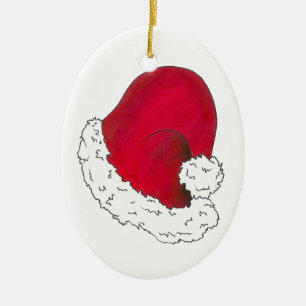 Secret Santa Claus Red Hat Christmas Holiday Ceramic Ornament