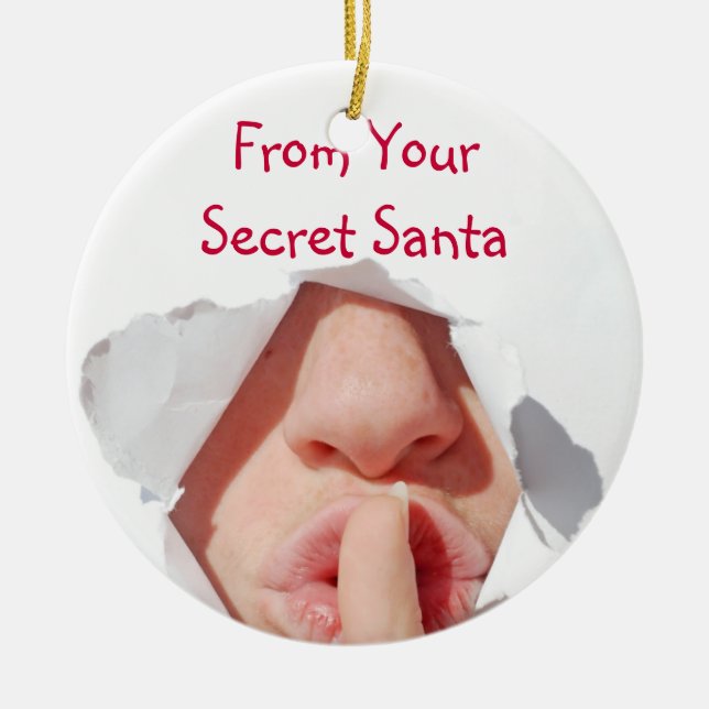 Secret Santa Gift Christmas Xmas Holidays Ceramic Ornament (Front)