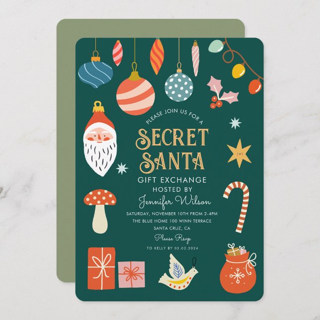 Secret Santa Gift Exchange Christmas Holiday Party Invitation (Creator Uploaded)