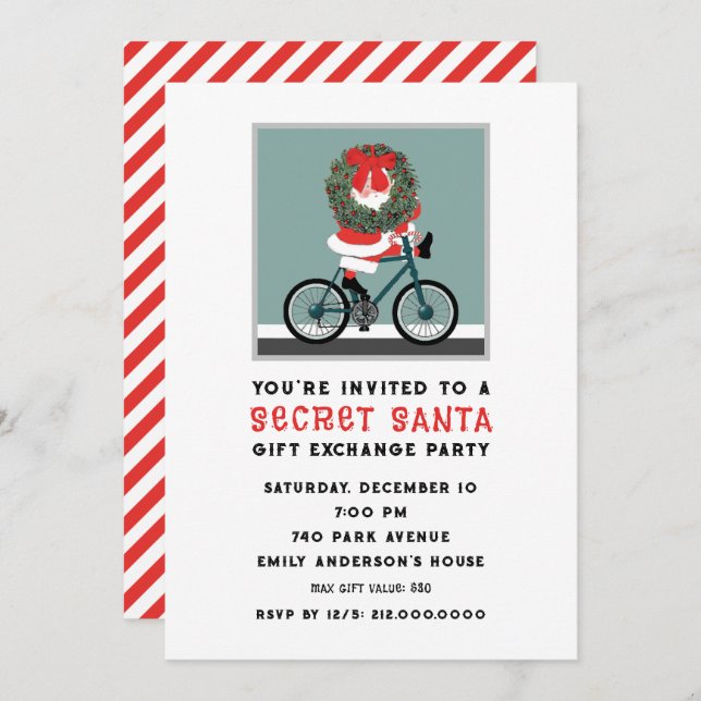 Secret Santa Gift Exchange Christmas Party Invitation (Front/Back)