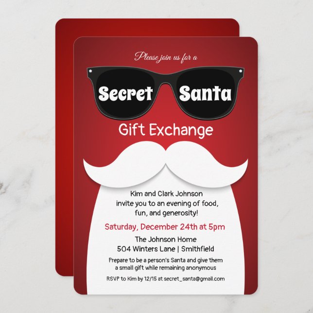 Secret Santa Gift Exchange Invitation (Front/Back)