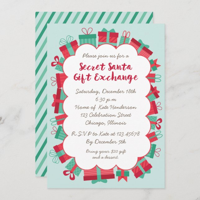 Secret Santa Gift Exchange Party Invitation (Front/Back)