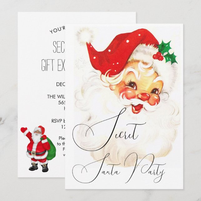 Secret Santa Gift Exchange Party Invitation (Front/Back)