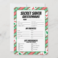 Secret Santa Gift Questionnaire