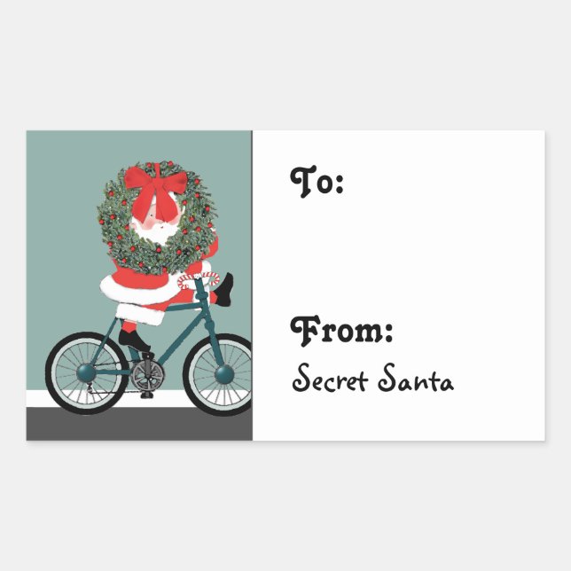 Secret Santa Gift Tag Rectangular Sticker (Front)