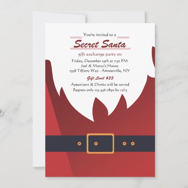 Secret Santa Holiday Party Invitation (Front)