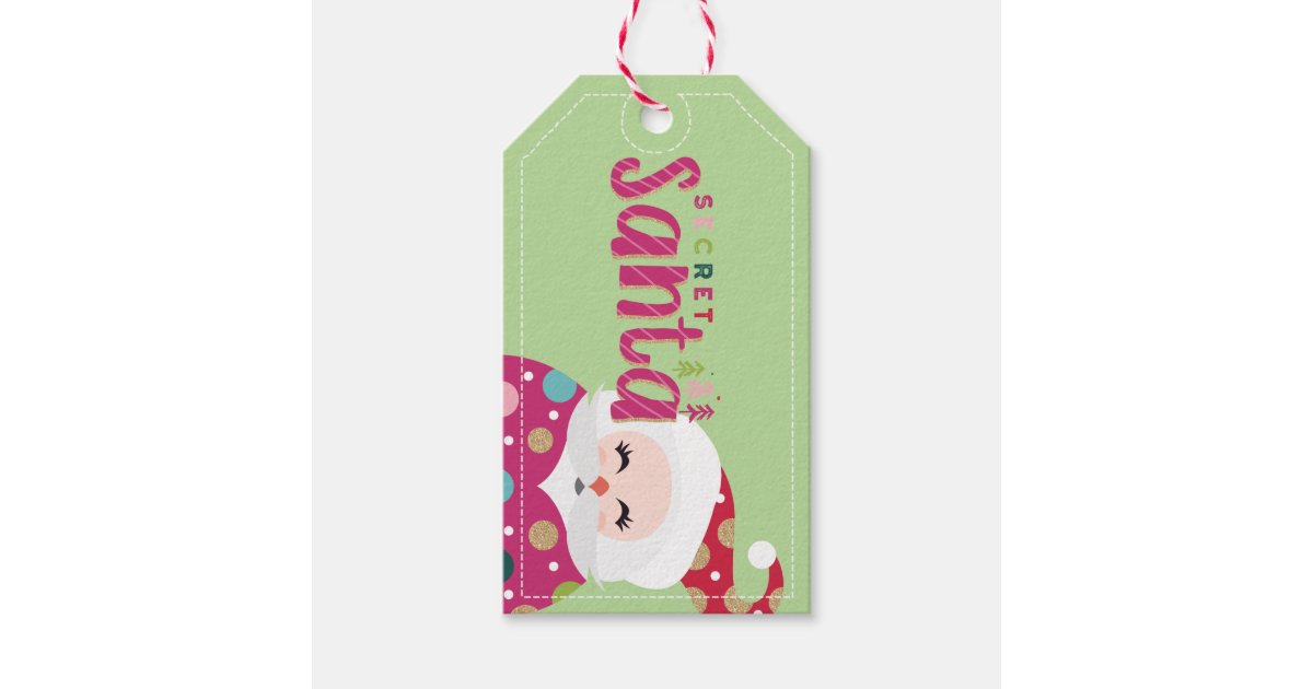 Secret Santa Illustrative Colourful Christmas Gift Tags | Zazzle.com.au