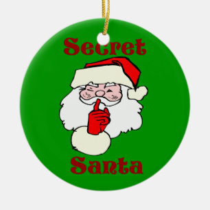 Secret Santa on Christmas Green Ceramic Ornament