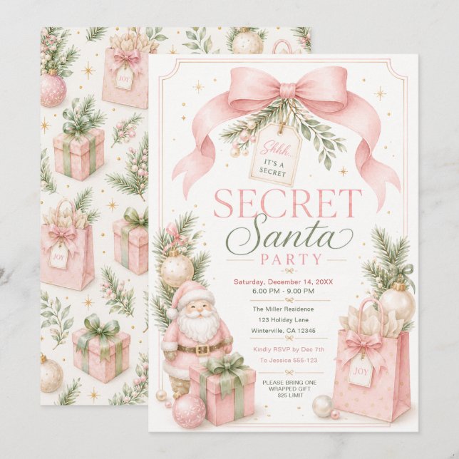 Secret Santa Party Invitation (Front/Back)