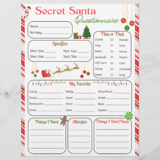 Secret Santa Questionnaire Flyer