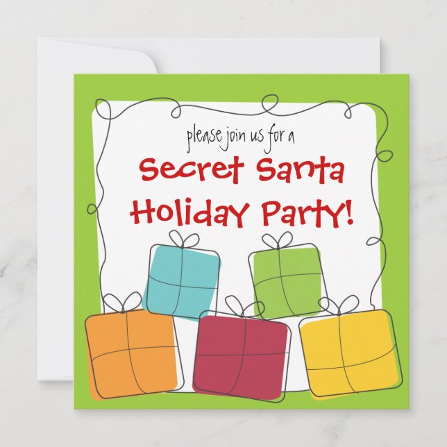 Secret Santa Retro Gift Holiday Party Invitation (Front)