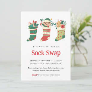 Secret Santa Sock Swap Party Invitation
