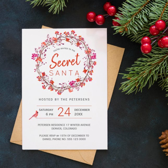 Secret Santa | Winter Holiday Christmas Party Invitation (Creator Uploaded)