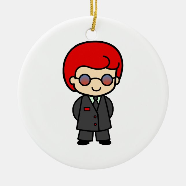 Secret Service Boy 2 Ceramic Tree Decoration (Front)