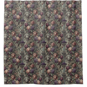 Secret Societies Bloom in Spirals – Gothic Shower Curtain