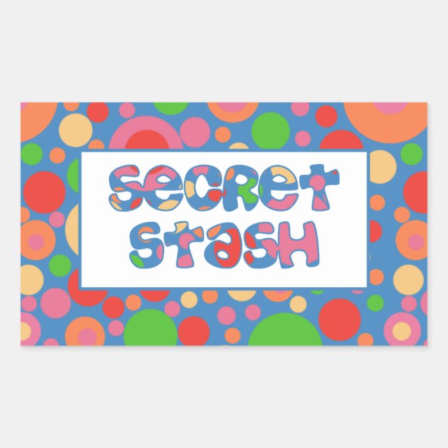 Secret Stash Labels, Bright and Bubbly Pattern Rectangular Sticker (Front)